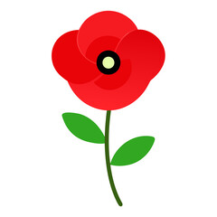 Red poppy flower icon on white background.