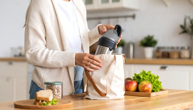 Woman packing reusable lunch bag (1)