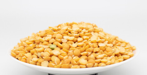 Pile Of Pigeon pea, Split Chickpeas or Gram pulse seeds Perfect for recipe, catalogue, design element, or any commercial purposes