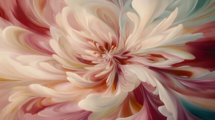 Obraz premium Abstract Floral Swirl Painting Pink Beige Cream