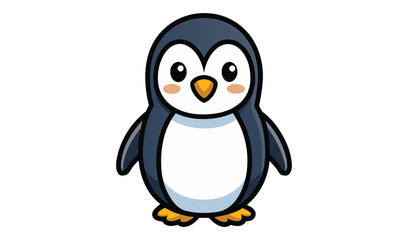 Fototapeta premium Cute cartoon penguin standing with a friendly expression