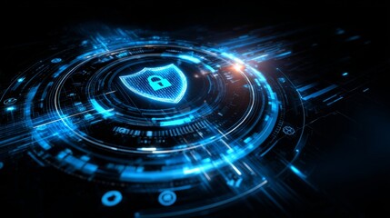 Obraz premium Blue cyber security: data protection and network security