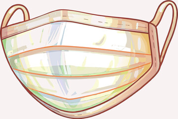 Colorful Illustrated Medical Mask for Health Awareness Campaigns, Safety Information, Educational Content, and Social Media Posts  