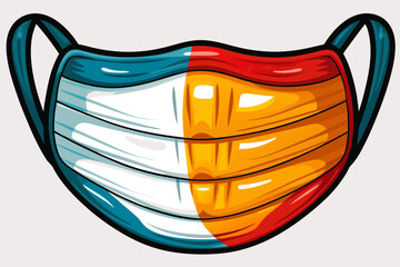 Colorful Protective Face Mask Illustration for Health Awareness Campaigns, COVID-19 Education, Safety Materials, and Social Media Graphics  