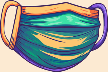 Colorful Medical Mask Illustration for Health Blogs, Awareness Campaigns, Educational Material, and Social Media Content  