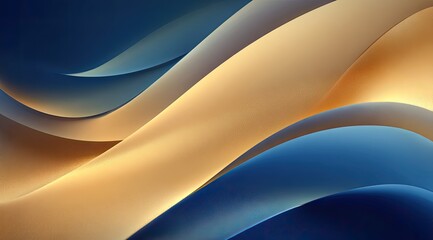 Obraz premium Abstract design with flowing, layered shapes of gold and blue