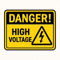 Fototapeta premium High Voltage Danger Sign Alerting Safety Awareness in Industrial Settings - Graphic Design Focus on Warning Symbols and Color Contrast for Effective Communication