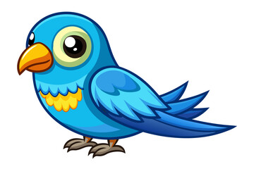 Colorful Cartoon Parakeet Bird Illustration – Blue and Yellow Budgie Clipart