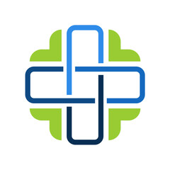 Medical cross symbol with in line art logo