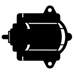 Starter motor black and white vector on white background.
