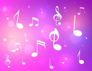 Harmonic vibrations: a dreamy symphony of musical notes in a gradient backdrop