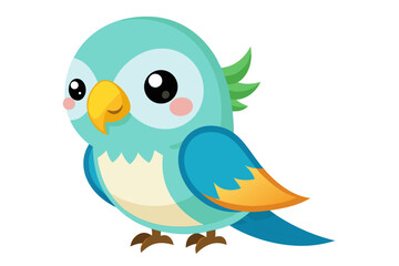 Colorful Cartoon Parakeet Bird Illustration – Blue and Yellow Budgie Clipart