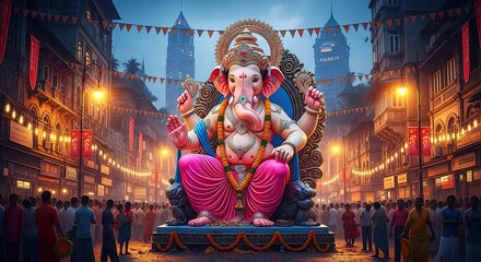 illustration of Lord Ganpati for Ganesh Chaturthi festival of India, Ganesh chaturthi for greeting,card, poster background.