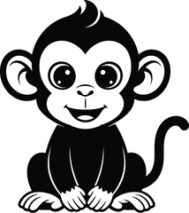 Adorable cartoon monkey with sweet smile perfect for children's books or playful designs