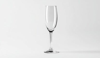 Empty champagne flute on white background