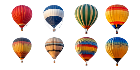 Colorful Hot Air Balloons in Various Patterns and Designs Flying High