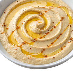 Fototapeta premium Creamy hummus swirl topped with olive oil and paprika