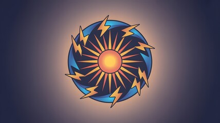 A yellow circle with lightning bolts in it