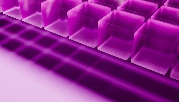Violet abstract 3D cubes pattern with geometric repetition