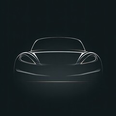 Silhouette of a futuristic car.  Dark background.  Simple lines