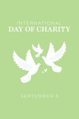 International Charity Day Minimalistic Poster Design with Doves Vector Illustration.