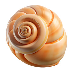 Peach colored spiral seashell isolated on transparent background