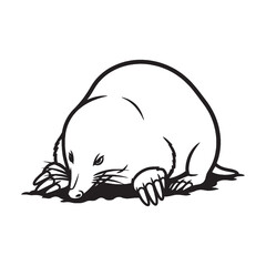 Streamlined Mole Line Art – Mole Vector Outline Drawing with Fine Fur Shape – Mole Drawing – Vector of Mole – Mole Outline

