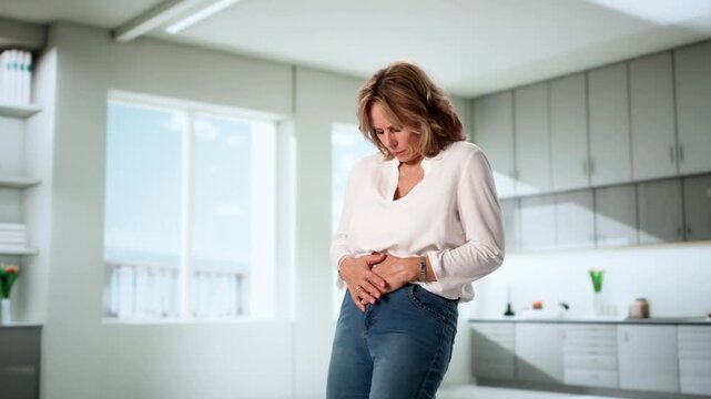 Senior Woman With Stomach Pain