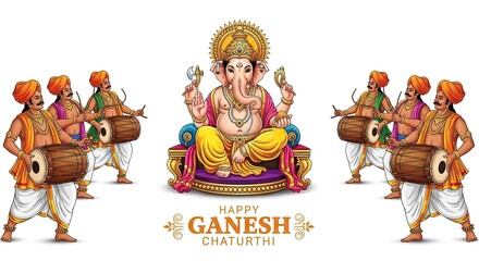 illustration of Lord Ganpati for Ganesh Chaturthi festival of India, Ganesh chaturthi for greeting,card, poster background.