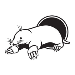 Compact Mole Line Art – Mole Vector Smooth Outline Drawing with Unique Digging Form – Mole Drawing – Vector of Mole – Mole Outline


