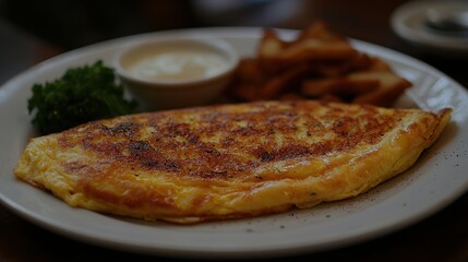 Savory omelet with crispy toast and creamy sauce