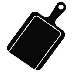 Black Cutting Board Icon With Handle and Hanging Hole for Kitchenware Illustrations