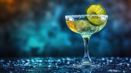 Sparkling cocktail with lime garnish