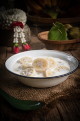 Cooking Banana in coconut milk - Thai dessert.