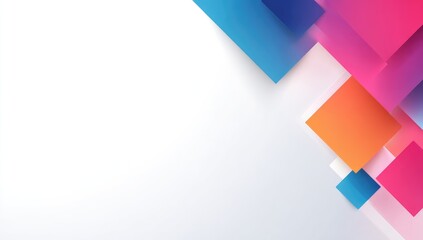 Abstract geometric shapes in vibrant colors layered on a white background