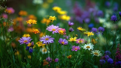 Obraz premium Vibrant wildflowers in a meadow