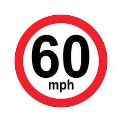 printable speed limit 60 mph road sign vector