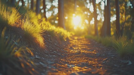 Sunlit forest path