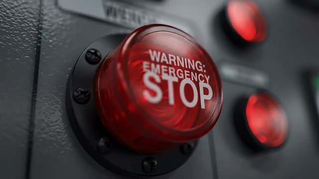 Emergency Stop Red Button Alert - Close-Up of Safety Mechanism