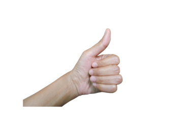 Hand Gesture Giving a Thumbs Up on Transparent Background