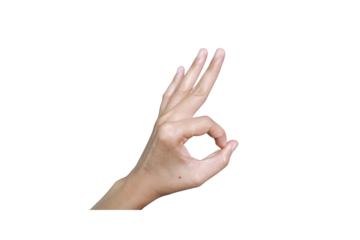 Hand Making an OK Gesture Isolated on a Transparent Background