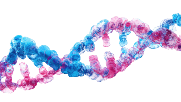 Double helix DNA, vibrant colorized,  scientific image