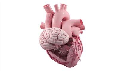 3D anatomical model of a heart and brain