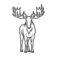 Stylized Moose Line Art – Moose Vector Illustration Fine Drawing with Refined Body Shape – Moose Drawing – Line Art Drawing of Moose – Moose Icon

