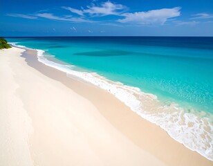 Idyllic tropical beach with pristine white sands and clear turquoise waters landscape