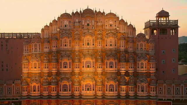 Hawa Mahal in Jaipur is a famous palace known for its colorful facade and elegant architecture, representing the rich cultural heritage of Rajasthan.