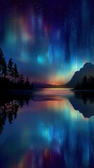 Colorful aurora dancing in the polar sky