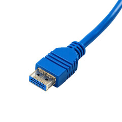 Blue cable with a dual-port connector