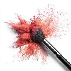 A red powder explosion on a white background