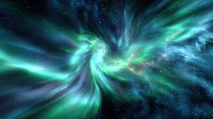 Aurora glow above snowy northern landscape
